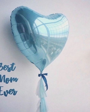 Большой фольгированный шар Нежное Сердце голубое