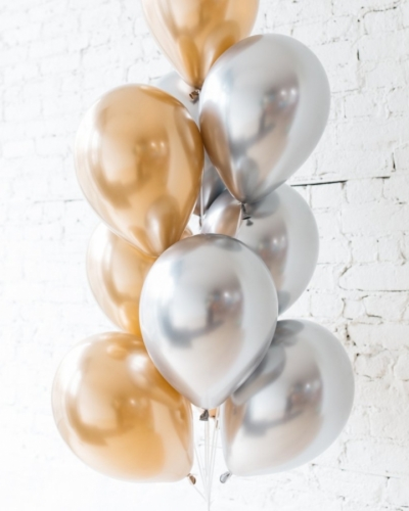 Латексный шар Хром серебрянный и золотой