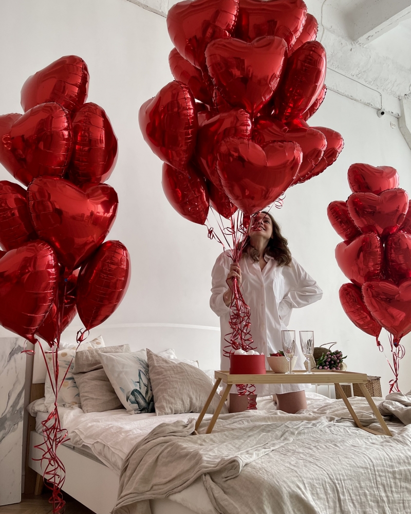 Композиция Счастье из 40 шаров сердце