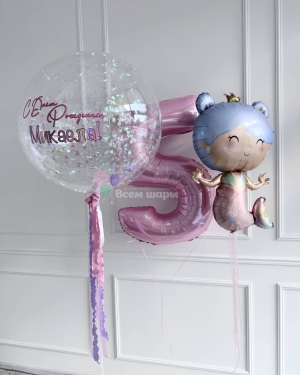 Шар баблс для девочки на 5 лет с русалкой