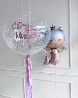 Шар баблс для девочки на 5 лет с русалкой