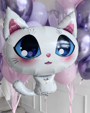 Шары для девочки с белым котиком на день рождения