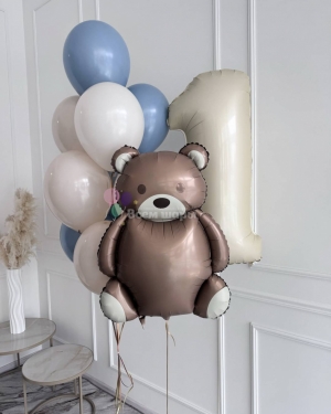 Шары на 1 год мальчику с мишкой