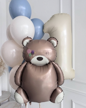 Шары на 1 год мальчику с мишкой