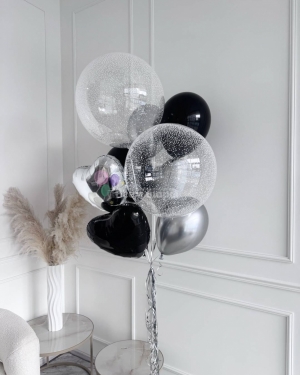 Шары мальчику на 13 лет "Черное серебро"