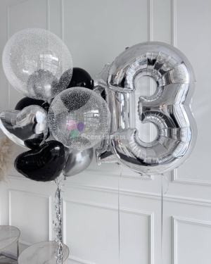 Шары мальчику на 13 лет "Черное серебро"