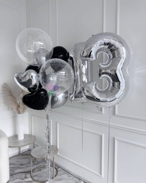 Шары мальчику на 13 лет "Черное серебро"