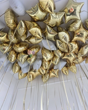 Шары под потолок золотые звезды