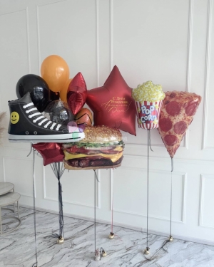 Шары для мальчика на день рождения с пиццей и бургером