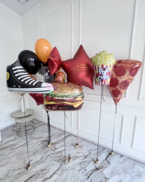 Шары для мальчика на день рождения с пиццей и бургером