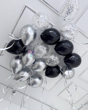 Шары под потолок "Черное серебро"