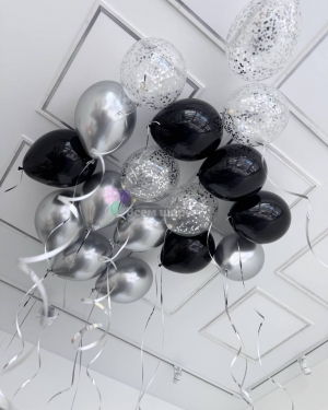 Шары под потолок "Черное серебро"