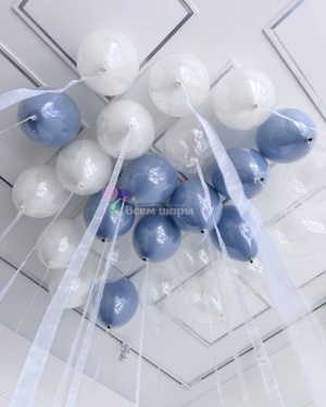 Шары под потолок голубые и белые