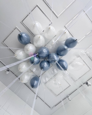 Шары под потолок голубые и белые