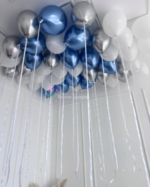 Шары под потолок "Синее серебро"