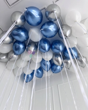 Шары под потолок "Синее серебро"