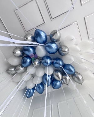 Шары под потолок "Синее серебро"