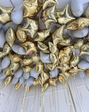 Шары под потолок золотые со звездами