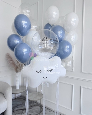 Шары на выписку мальчика с облаком и баблс шаром