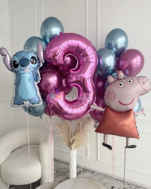 Шары хром на 3 годика девочке Свинка Пеппа