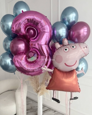 Шары хром на 3 годика девочке Свинка Пеппа