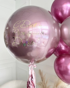 Шары розовый хром для девочки с надписью