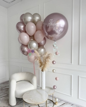 Шары хром для девушки нежно-розовые