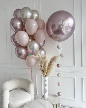 Шары хром для девушки нежно-розовые