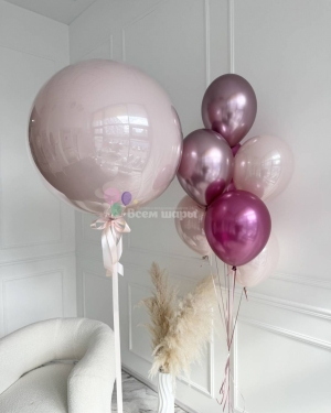 Шарики для девушки на день рождения розовый хром