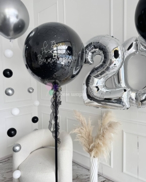 Шары для девушки на 20 лет черные с серебром