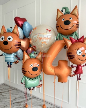 Шары на 4 года мальчику Три Кота с надписью