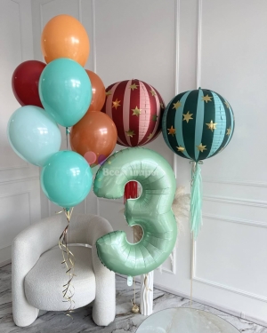 Шары на 3 года мальчику разноцветные