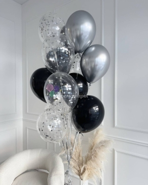 Фонтан из шаров на день рождения мужчины с конфетти