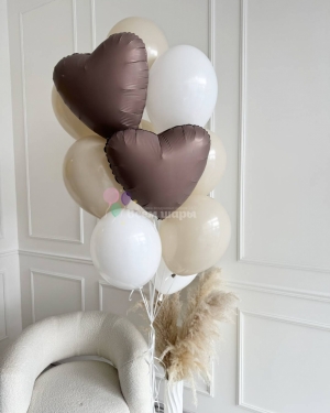 Фонтан из шаров с сердцами на выписку