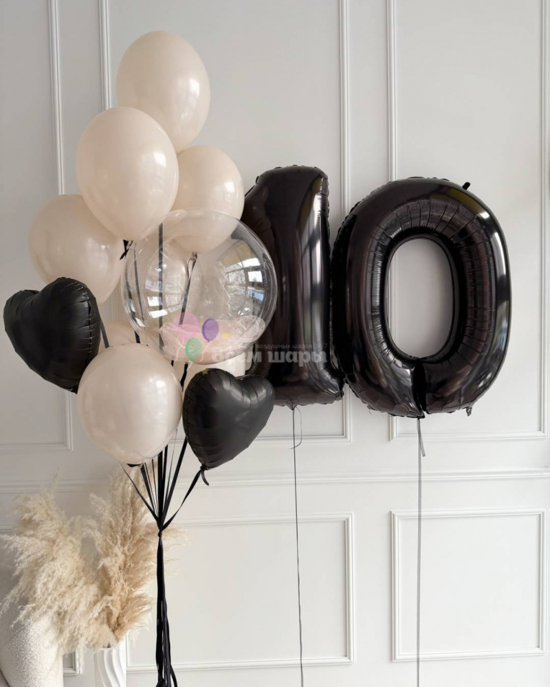 Шары девочке на 10 лет с черными сердцами