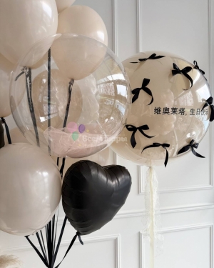 Шары девочке на день рождения бежево-черные