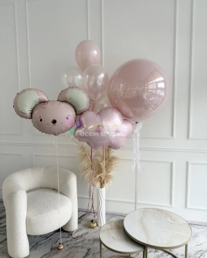 Шары девочке на день рождения розовые с мышкой