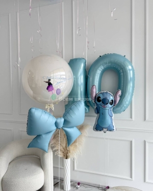 Шары девочке на 10 лет голубые со Стичем