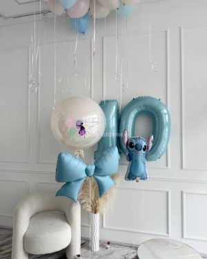 Шары девочке на 10 лет голубые со Стичем
