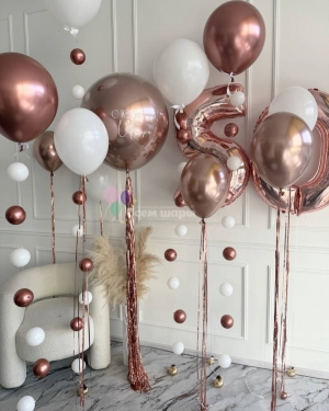 Шары-цепочки для мужчины на 50 лет "Розовое золото"