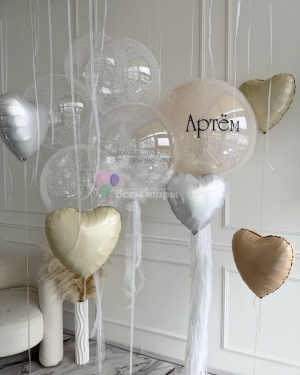 Шары на выписку мальчика прозрачные с сердцами