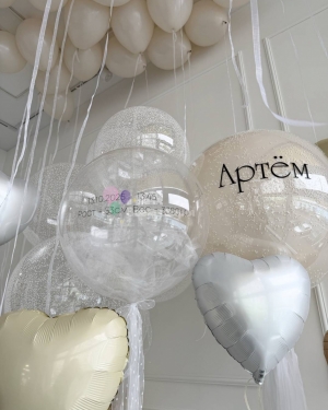 Шары на выписку мальчика прозрачные с сердцами
