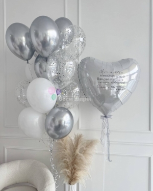 Шары на выписку ребенка серебристые