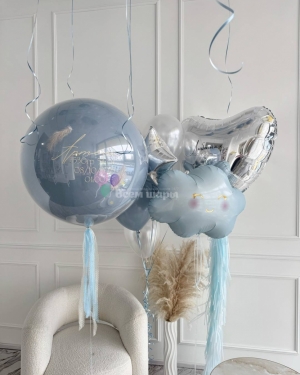Шары на выписку мальчика с голубым облаком