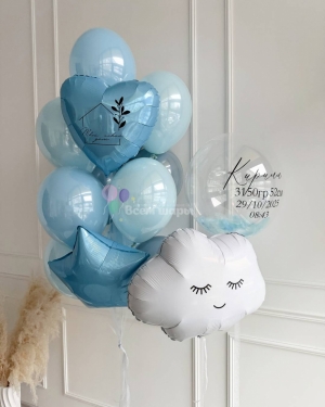 Шары на выписку мальчика голубые с облаком