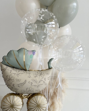 Шары на выписку мальчика с коляской