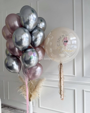 Шары хром для девочки на день рождения "Лабуба"
