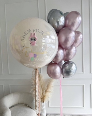 Шары хром для девочки на день рождения "Лабуба"