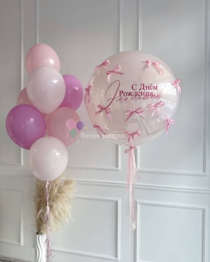 Шары девочке на день рождения розовые с бантиками
