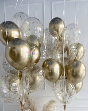 Шары для девушки на день рождения "Золотое конфетти"